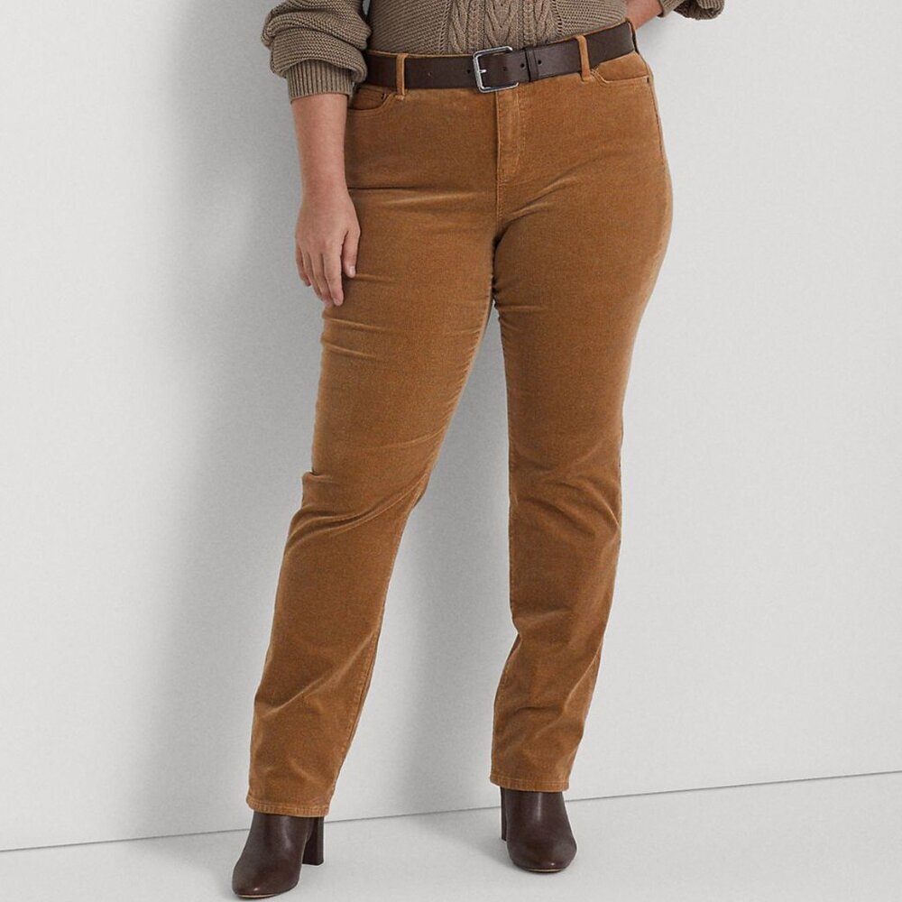 NWT Lauren Ralph Lauren Women's Mid Rise Straight Corduroy Pants 22W